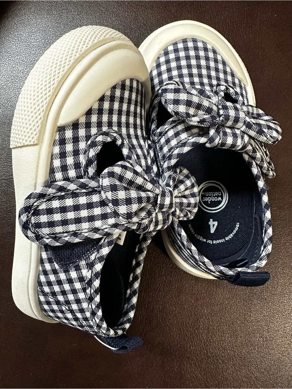 wonder nation Black & White Gingham Bow Kids' Sneakers
